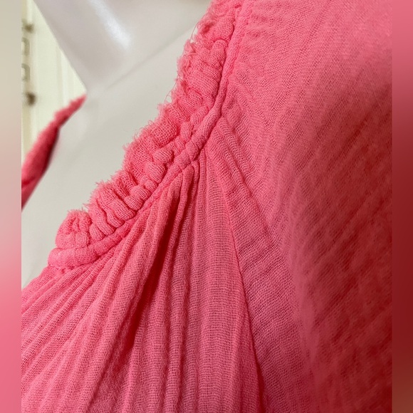 Michael Stars Coral Soft Gauze Blouse with Ruffle Sleeves - Picture 13 of 14